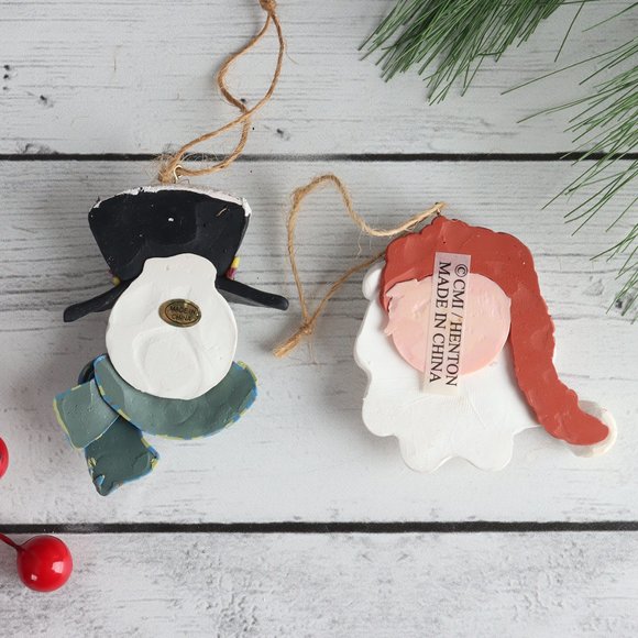CMI/Henton Christmas Ornaments - Set of 2 - Santa and a Snowman - Picture 2 of 2